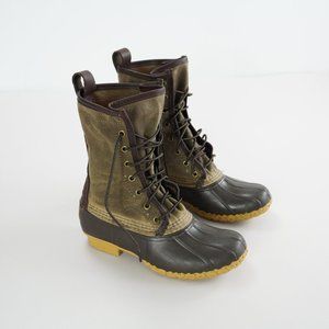 LL Bean Maine Hunting Duck Rain Boots Womens Size 6 M Canvas Waterproof USA Made